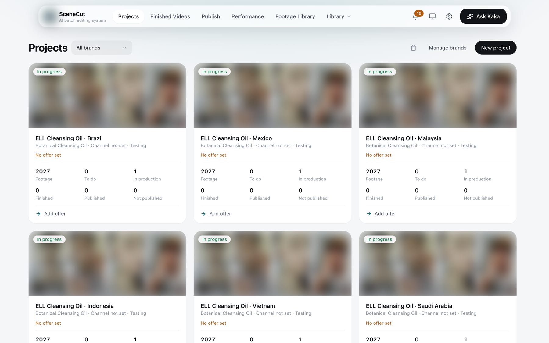 Top navigation and the Projects home page