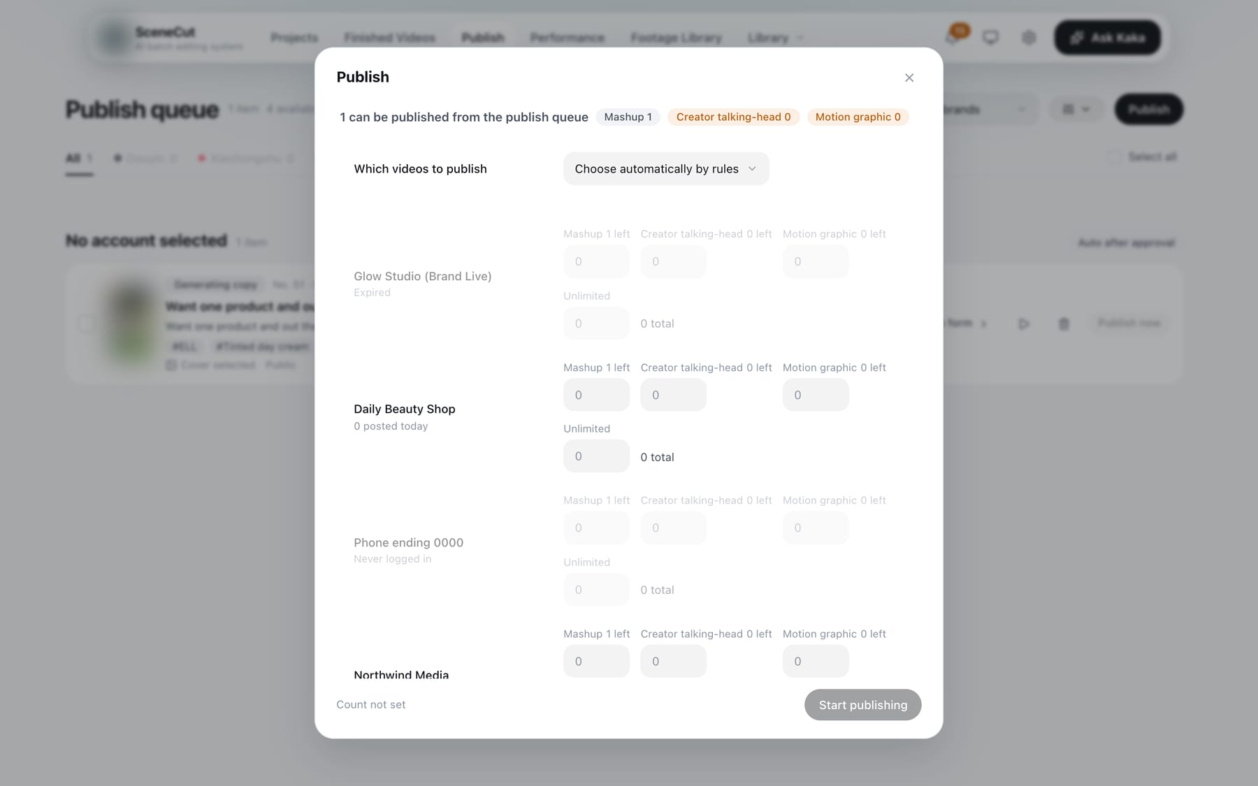 Publish a batch