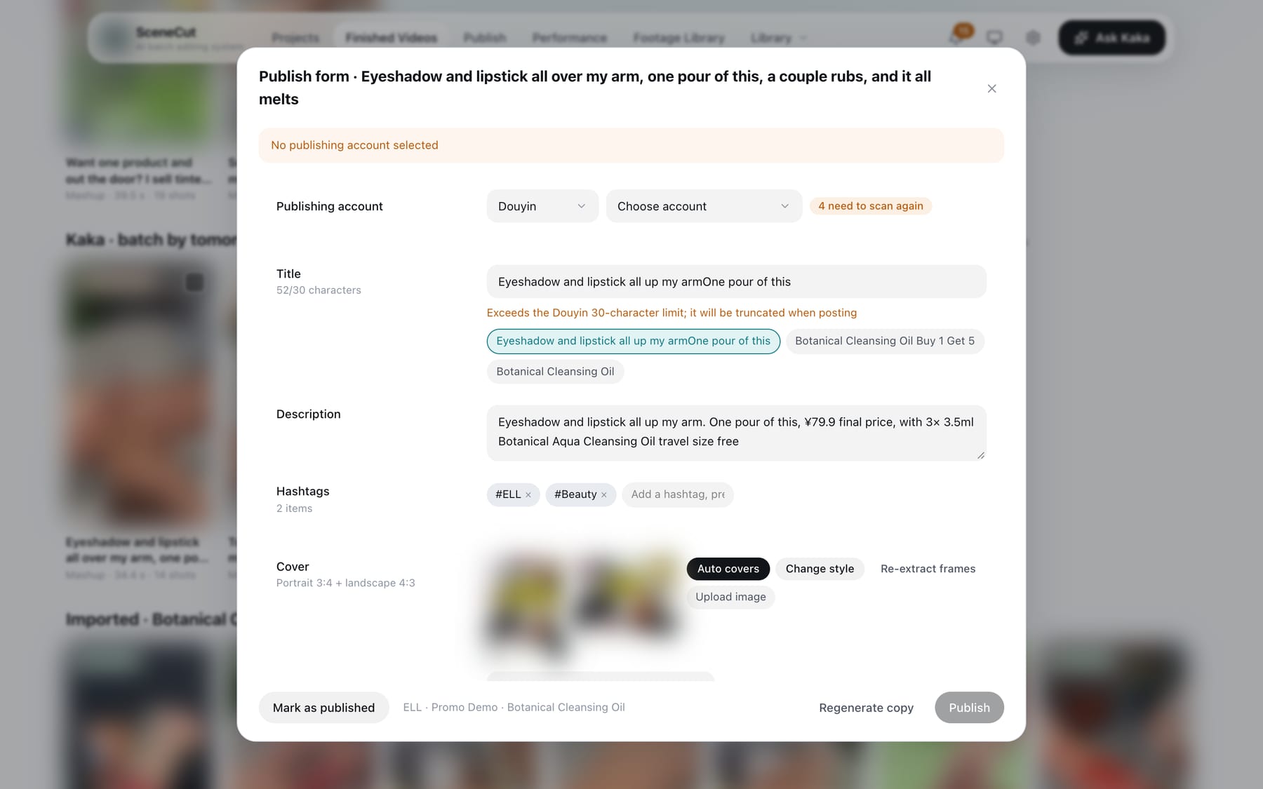 Publish form
